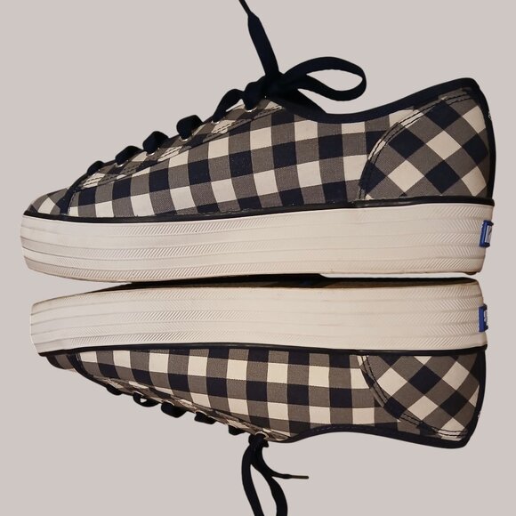 KEDS Navy & White Plaid Sneakers Size 8M - Picture 2 of 6